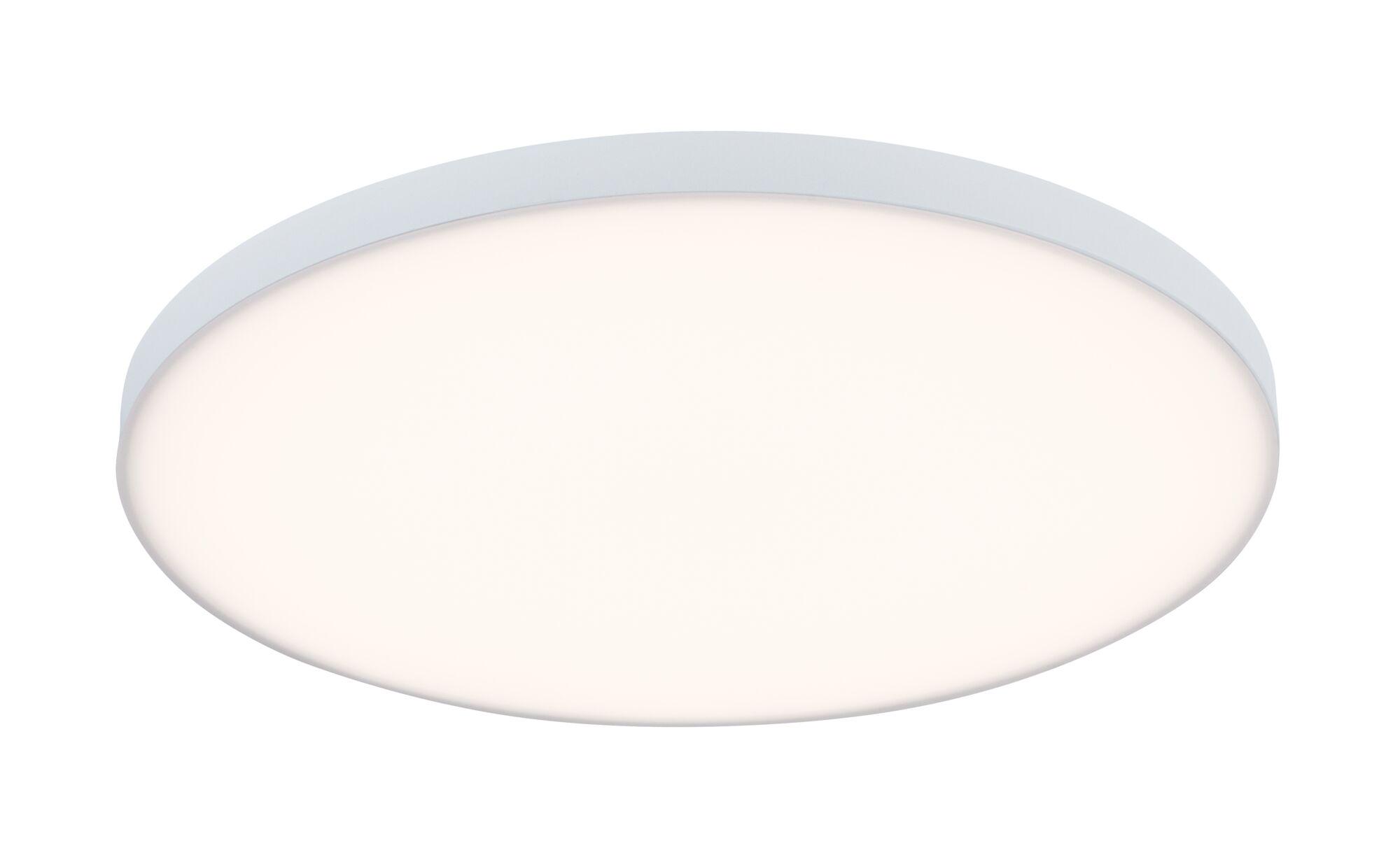 Round LED ceiling light with white plastic diffuser for energy-efficient room lighting