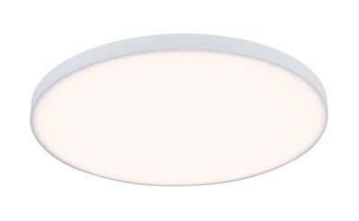 Round LED ceiling light with white plastic diffuser for energy-efficient room lighting