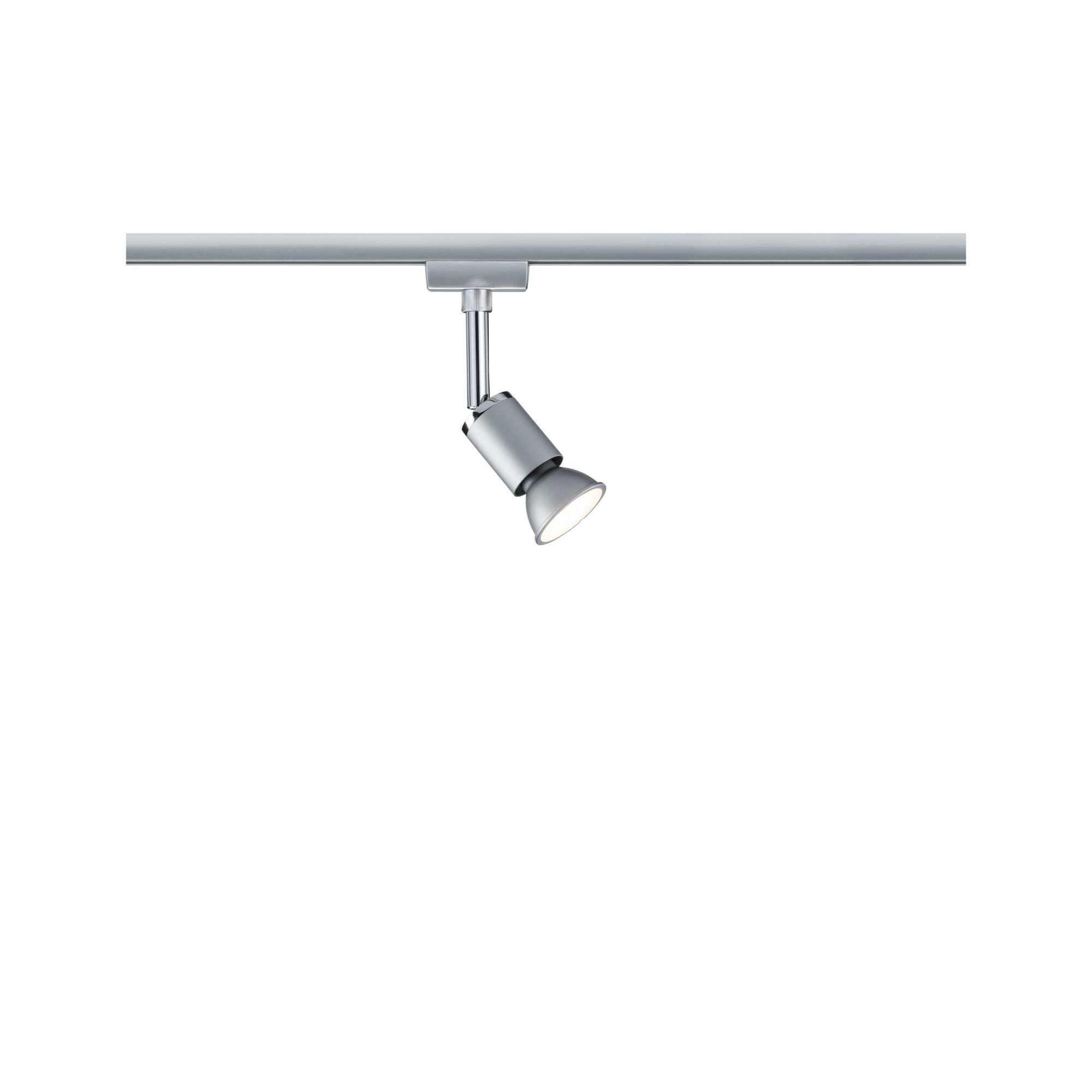 URail Kolejnicový reflektor Pure II Jednoduchý spot GU10 max. 10W stmívatelný 230V Matný chrom/Chrom Moderner silberner LED-Strahler aus Metall an Schienensystem für flexible Raumbeleuchtung