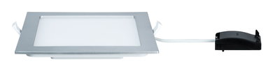 Vierkante LED-inbouwspot van zilverkleurig aluminium met witte diffuser voor moderne verlichting