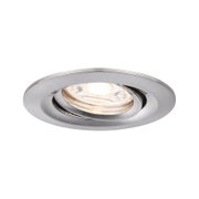 Rund eingelassener LED-Einbaustrahler aus gebürstetem Aluminium in Silber für moderne Raumbeleuchtung.