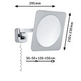 Wall mirror with chrome arm and white square frame, dimensions 295x230 mm, bathroom mirror