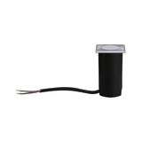 Compact LED recessed floor light with stainless steel frame and black housing for outdoor lighting