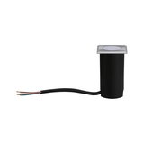 Compacte LED inbouwvloerlicht met roestvrijstalen frame en zwarte behuizing voor buitenverlichting