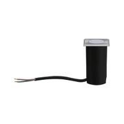 Square stainless steel LED floor recessed light with black housing and connection cable