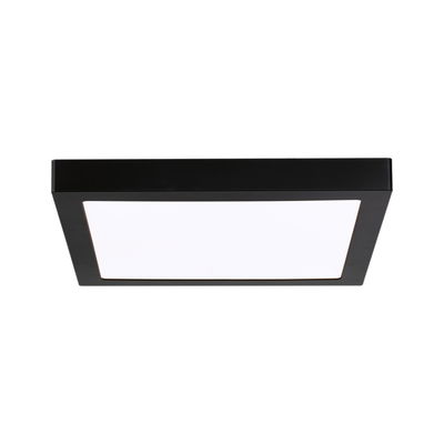 Black square LED ceiling light with white plastic diffuser for modern indoor lighting solutions