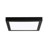 Black square LED ceiling light with white plastic diffuser for modern indoor lighting solutions