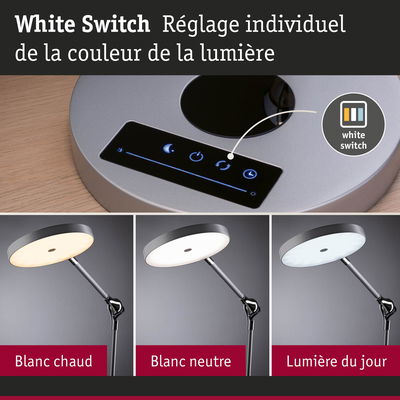 Lampe de bureau LED moderne avec réglage individuel de la lumière blanche chaude, neutre et jour