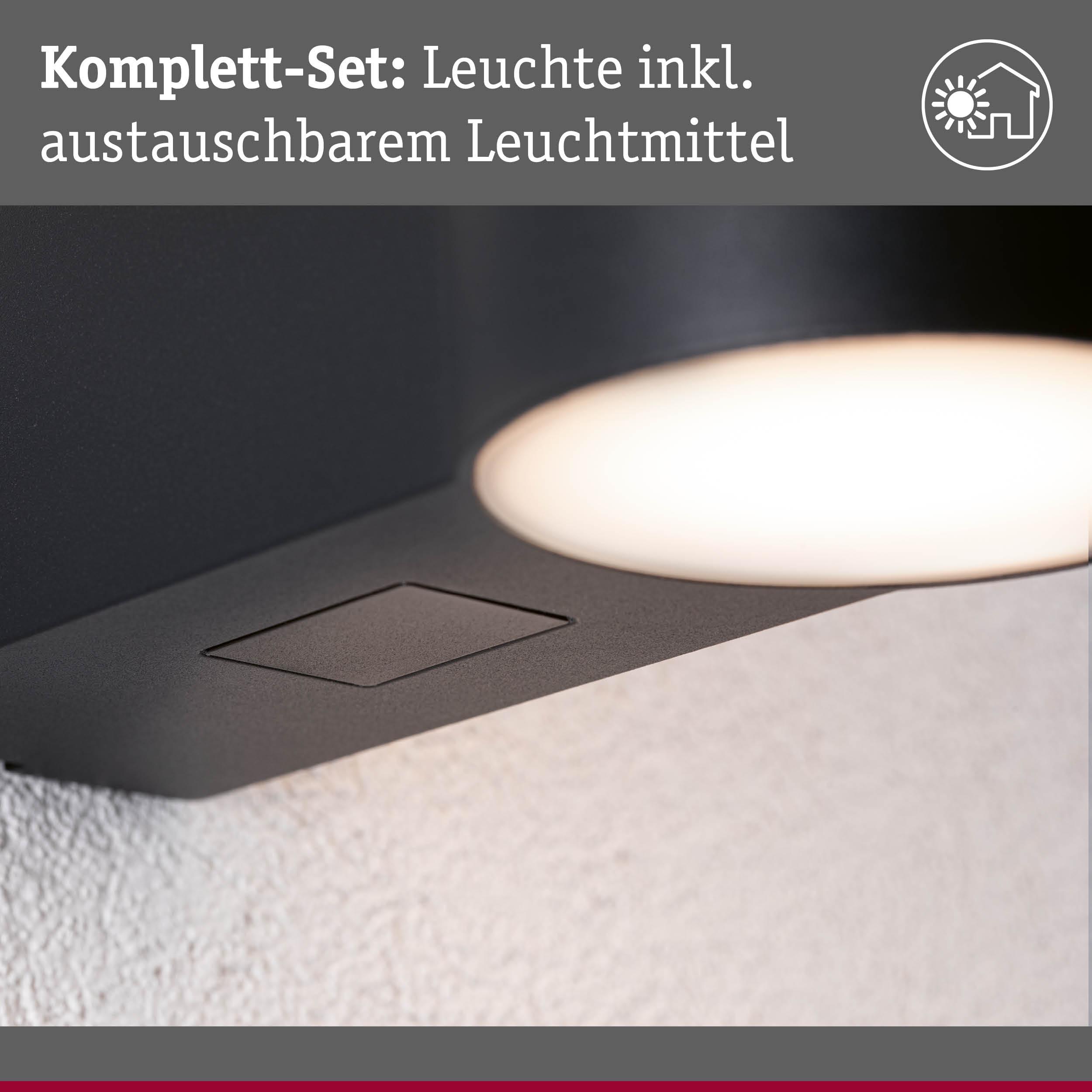 Schwarze Wandlampe mit integriertem, austauschbarem Leuchtmittel und warmweißem Licht für Innenbereiche