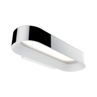 Modern white LED wall light with chrome edge, energy-saving indoor lighting for living spaces