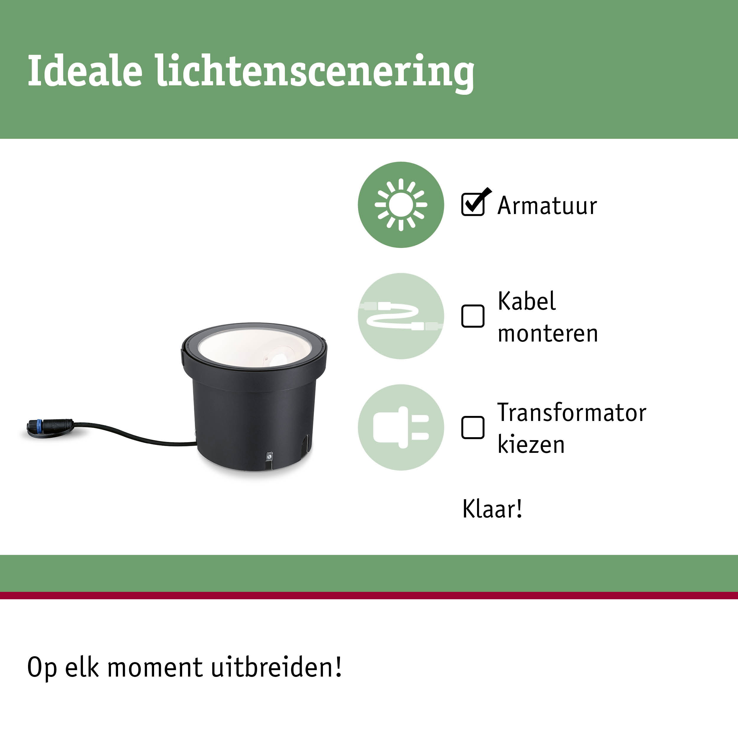 Zwarte LED inbouwspot met kabel voor flexibele binnenverlichting