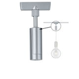 Silver aluminum ceiling adapter for track lighting with close-up of mounting detail