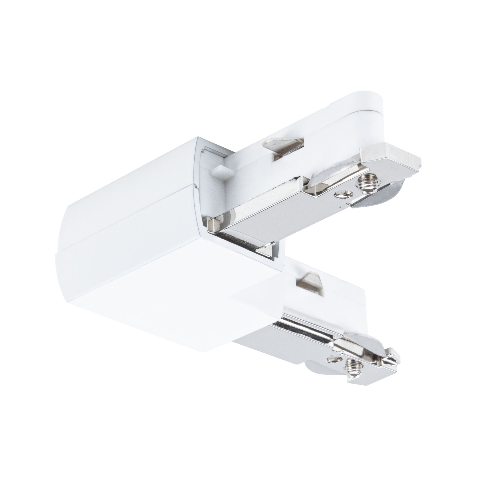 Adaptateur en plastique blanc avec contacts métalliques pour éclairage sur rail, accessoire électrique