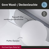 Gove Wand- und Deckenleuchte mit mattweißem Opalglas und abnehmbarem Bajonett-Glas, IP44 Schutz