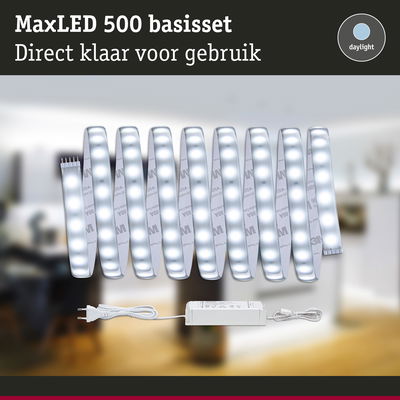 MaxLED 500 LED-lichtstrip met voeding, wit, daglichtkleur, direct klaar voor gebruik