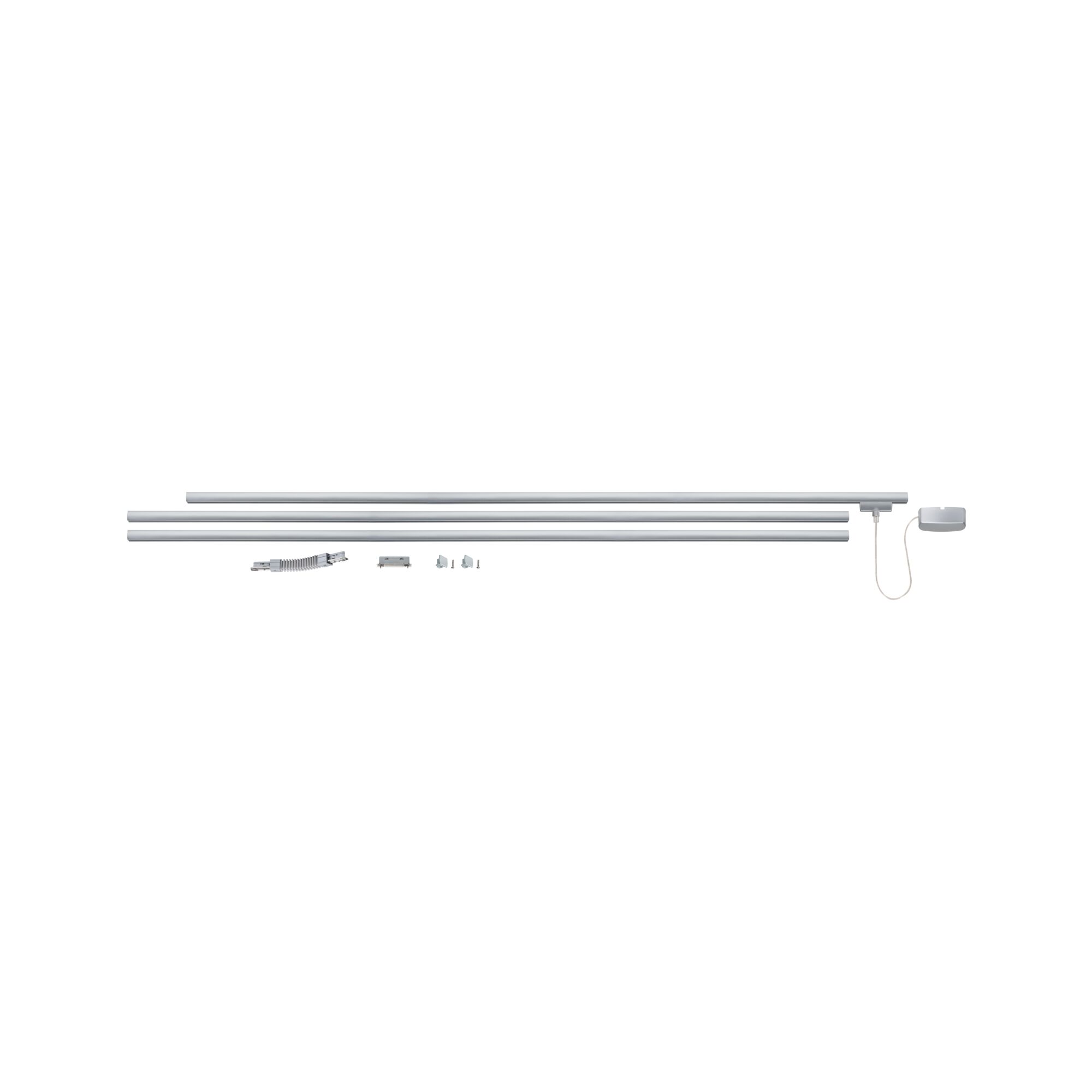 URail Rail Basic Set 230V Chrome matt Silver aluminium LED light strips with accessories for versatile interior lighting solutions