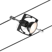 Spot LED noir en métal avec support réglable et câble pour éclairage intérieur moderne