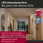 LED-inbouwlamp Nova met platte LED-reflector GU10, 55 mm inbouwdiepte, IP44 spatwaterdicht