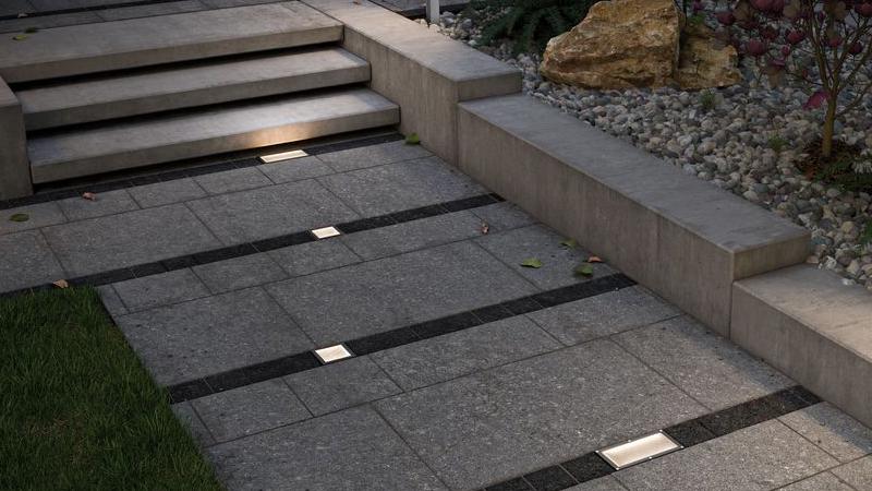 Gehweg mit Solarleuchten Solar Bodeneinbauleuchte Paulmann