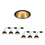 Black recessed spotlight with gold reflector and LED driver for modern indoor lighting solutions