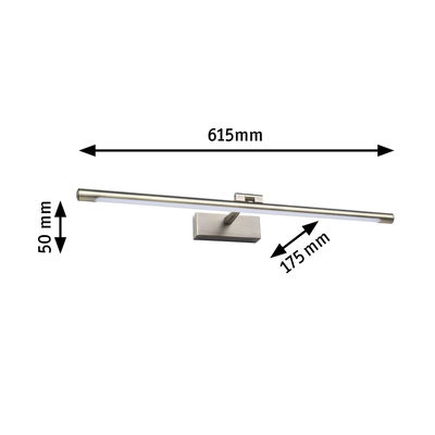 Matt gebürstete Aluminium-Wandleuchte mit LED-Lichtleiste und Maßen 615x50x175 mm für moderne Beleuchtung