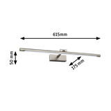 Mat geborstelde aluminium wandlamp met LED-balk, afmetingen 615x50x175 mm voor moderne verlichting