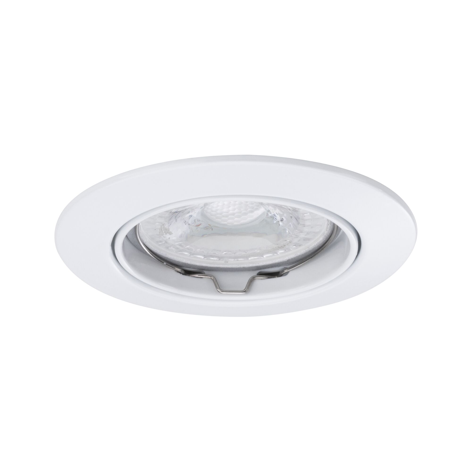 Spot encastré rond blanc en métal avec verre transparent et lampe LED réglable pour éclairage moderne