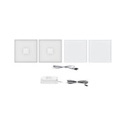 Set of two square white LED panels with plastic frame and matching power supply for indoor lighting