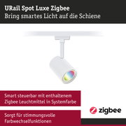 Weißer URail Spot Luxe Zigbee LED-Strahler mit smarten Farbwechsel-Funktionen für Schienensysteme