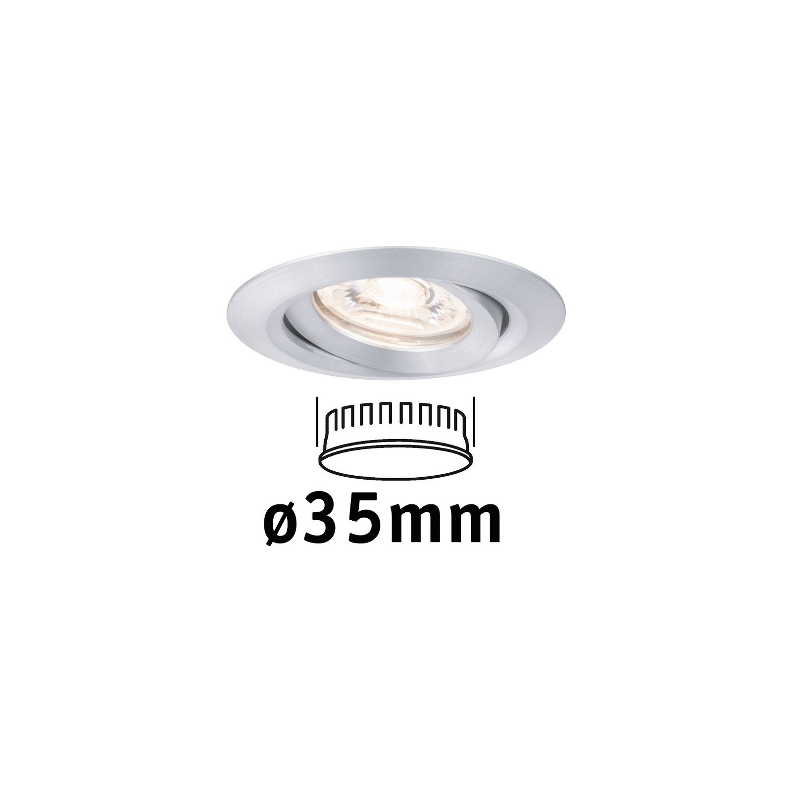 LED Einbauleuchte Nova Mini Coin Einzelleuchte schwenkbar rund 66mm 15° Coin 4W 310lm 230V 2700K Alu gedreht