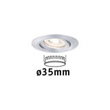 Ronde inbouwspot van geborsteld zilverkleurig aluminium met 35 mm diameter voor LED-verlichting