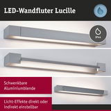 LED-Wandfluter Lucille aus grauem Aluminium mit IP44 Schutz und einstellbaren Licht-Effekten