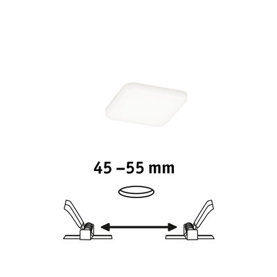 Quadratische weiße LED-Deckenleuchte mit Einbaumaß 45-55 mm für moderne Innenbeleuchtung