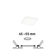 Quadratische weiße LED-Deckenleuchte mit Einbaumaß 45-55 mm für moderne Innenbeleuchtung