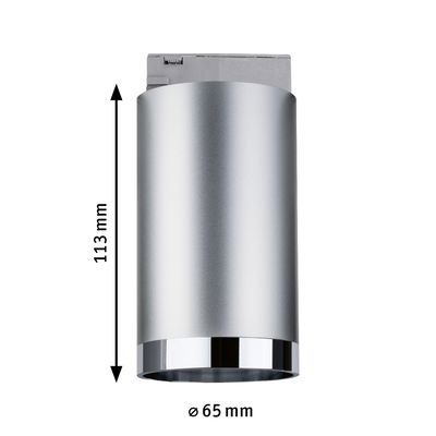 Zilverkleurige metalen LED-spot van 113 mm hoog en 65 mm diameter voor moderne binnenverlichting