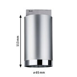 Silver metal LED spotlight 113 mm high and 65 mm diameter for modern indoor lighting solutions