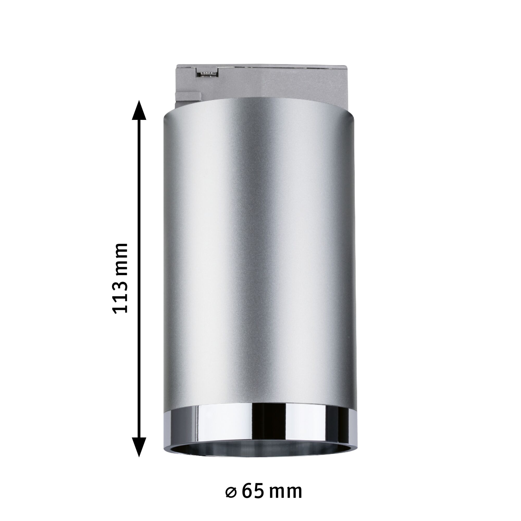 Silberner LED-Strahler aus Metall mit 113 mm Höhe und 65 mm Durchmesser für moderne Innenbeleuchtung