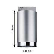 Silberner LED-Deckenstrahler aus Metall mit 113 mm Höhe und 65 mm Durchmesser für moderne Beleuchtung
