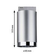 Silberner LED-Deckenstrahler aus Metall mit 113 mm Höhe und 65 mm Durchmesser für moderne Beleuchtung