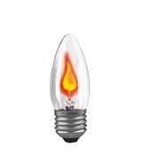 Clear glass LED bulb with flame effect and silver screw base for decorative lighting use