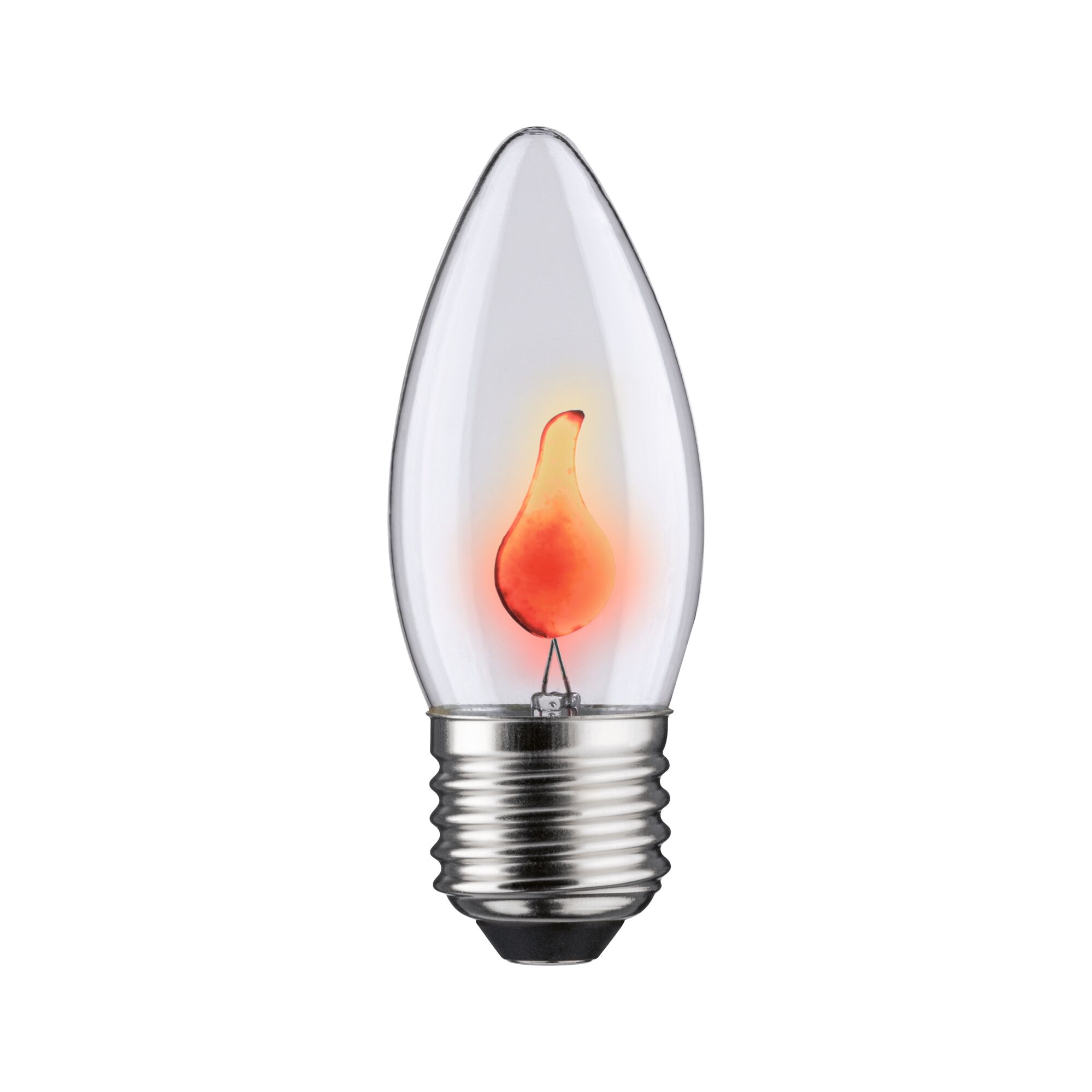 Ampoule en verre transparent avec filament rouge en forme de flamme pour éclairage décoratif