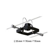 Luminaire LED carré noir avec support métallique et câble transparent pour éclairage moderne