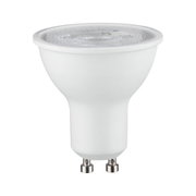 White LED reflector spotlight with GU10 base made of plastic for energy-efficient lighting