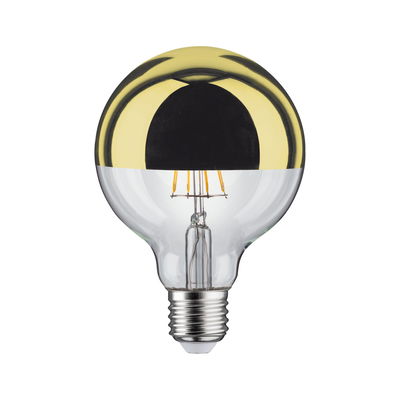 LED bulb with gold half-mirror and E27 base for decorative lighting and energy saving