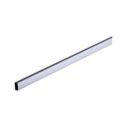 Slim black LED strip with white diffuser for modern indoor lighting and energy-efficient illumination.