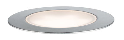 Rundes LED-Einbauleuchte mit gebürstetem Aluminiumrahmen und warmweißem Licht für moderne Innenräume