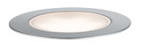 Rundes LED-Einbauleuchte mit gebürstetem Aluminiumrahmen und warmweißem Licht für moderne Innenräume