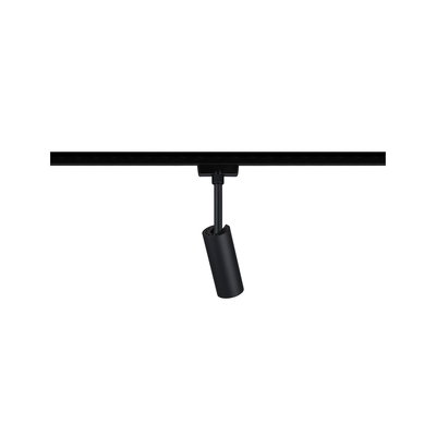 Spot LED noir en métal sur rail, orientable pour un éclairage ciblé dans la pièce