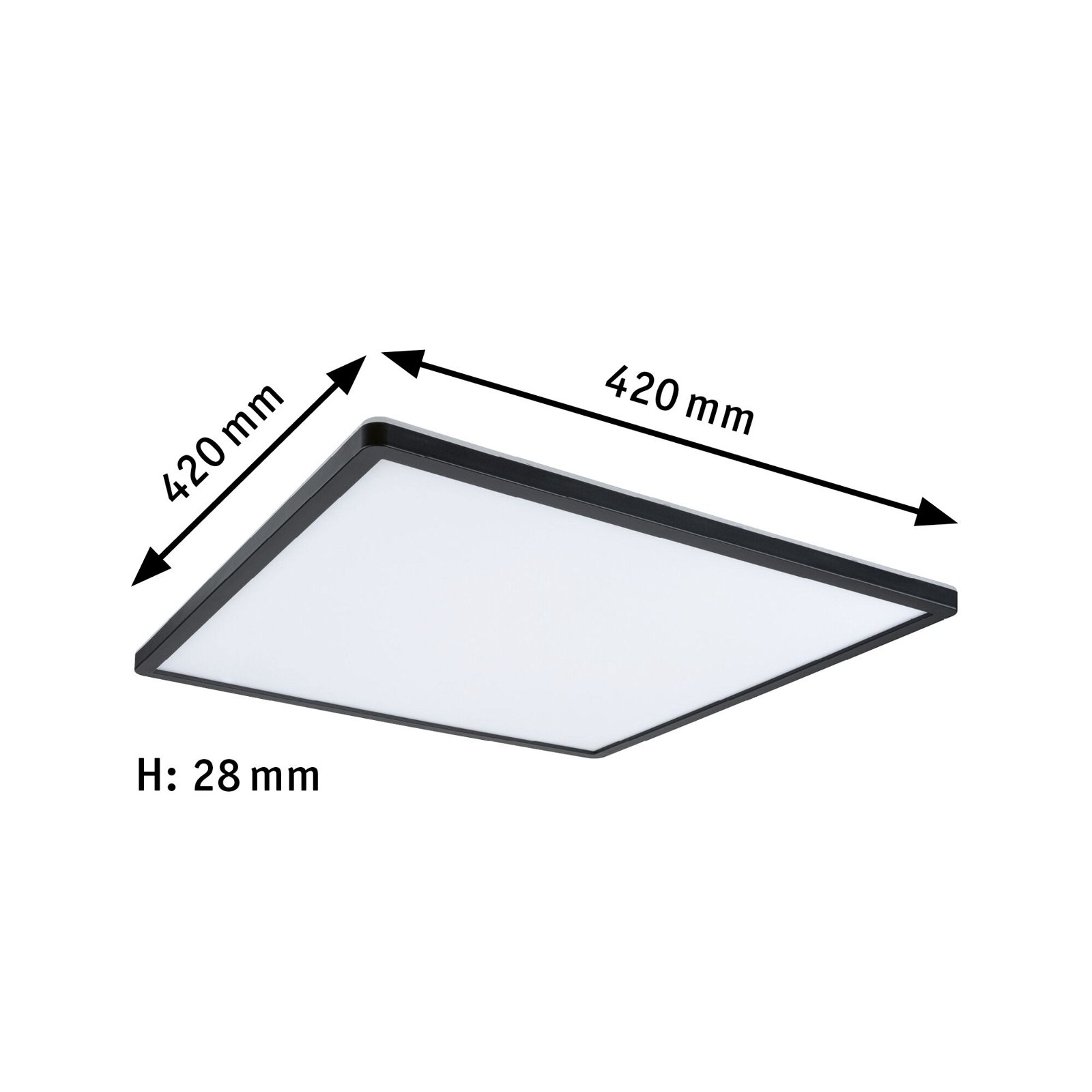 LED-paneel 3-Step-Dim Atria Shine Backlight hoekig 420x420mm 22W 2200lm 3000K Zwart dimbaar