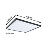 Flat square LED ceiling light 420x420 mm with black frame for modern room lighting solutions